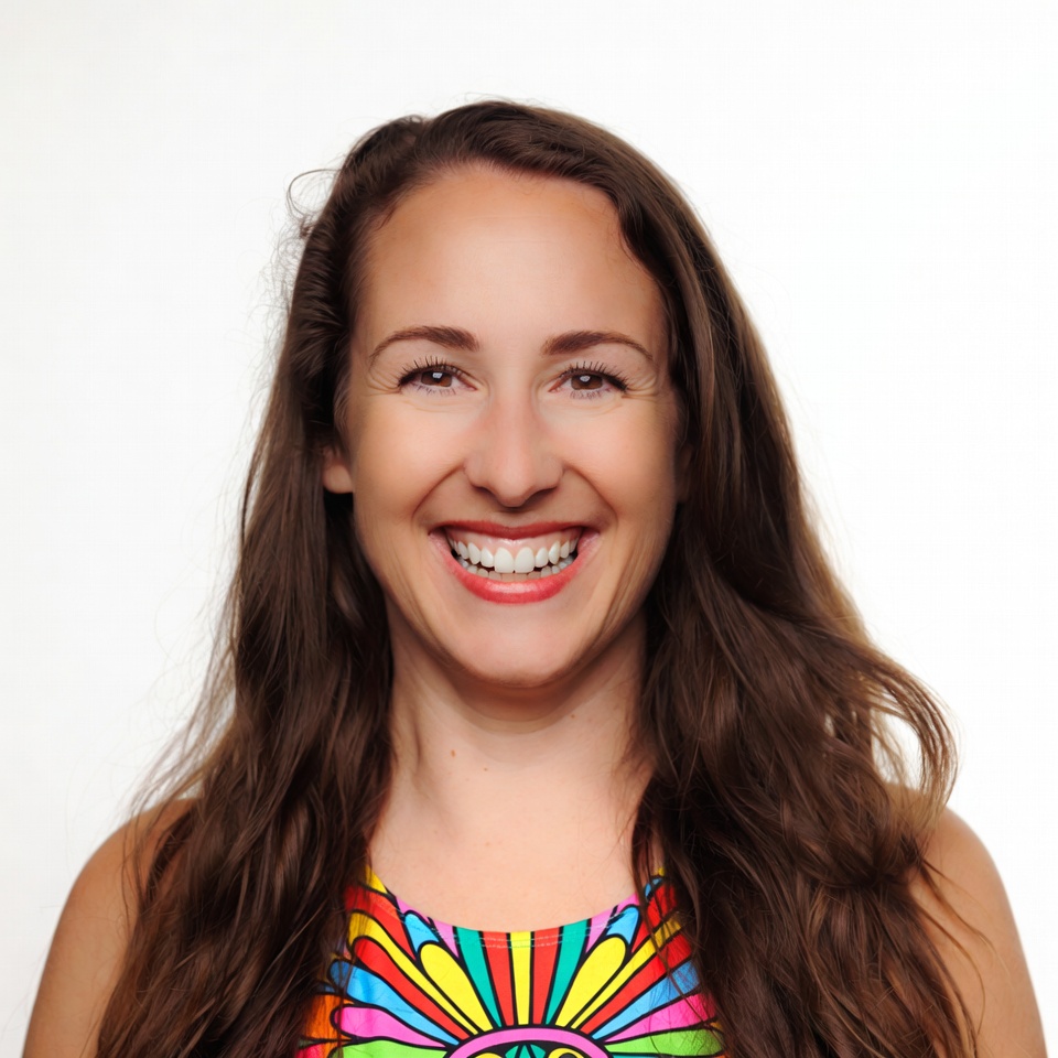 Smiling woman in colorful swimsuit Smiling woman in colorful swimsuit