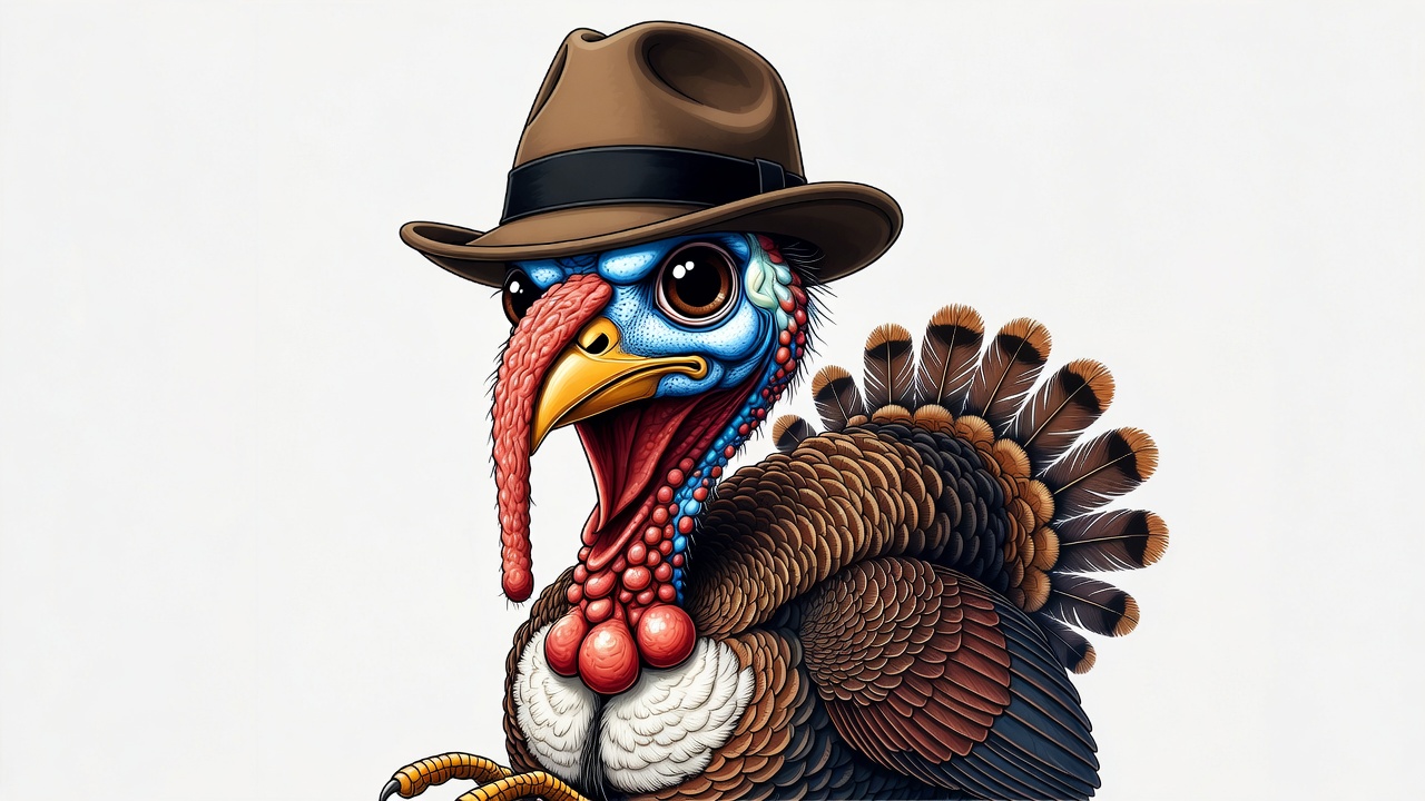 Cartoon Turkey Wearing Fedora Hat Cartoon Turkey Wearing Fedora Hat