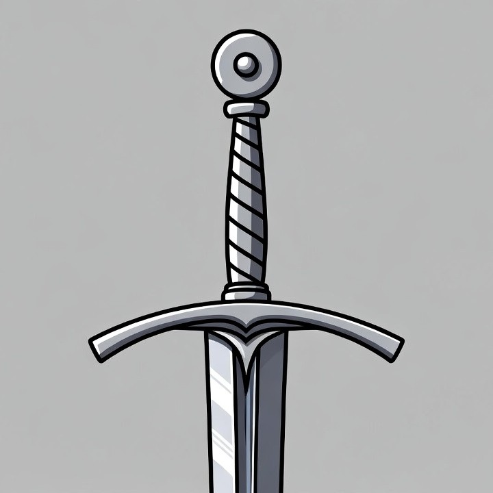 Silver Medieval Sword Illustration Silver Medieval Sword Illustration