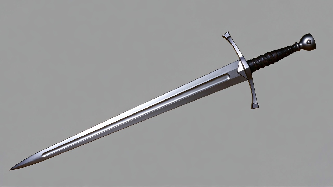Medieval longsword on gray background Medieval longsword on gray background