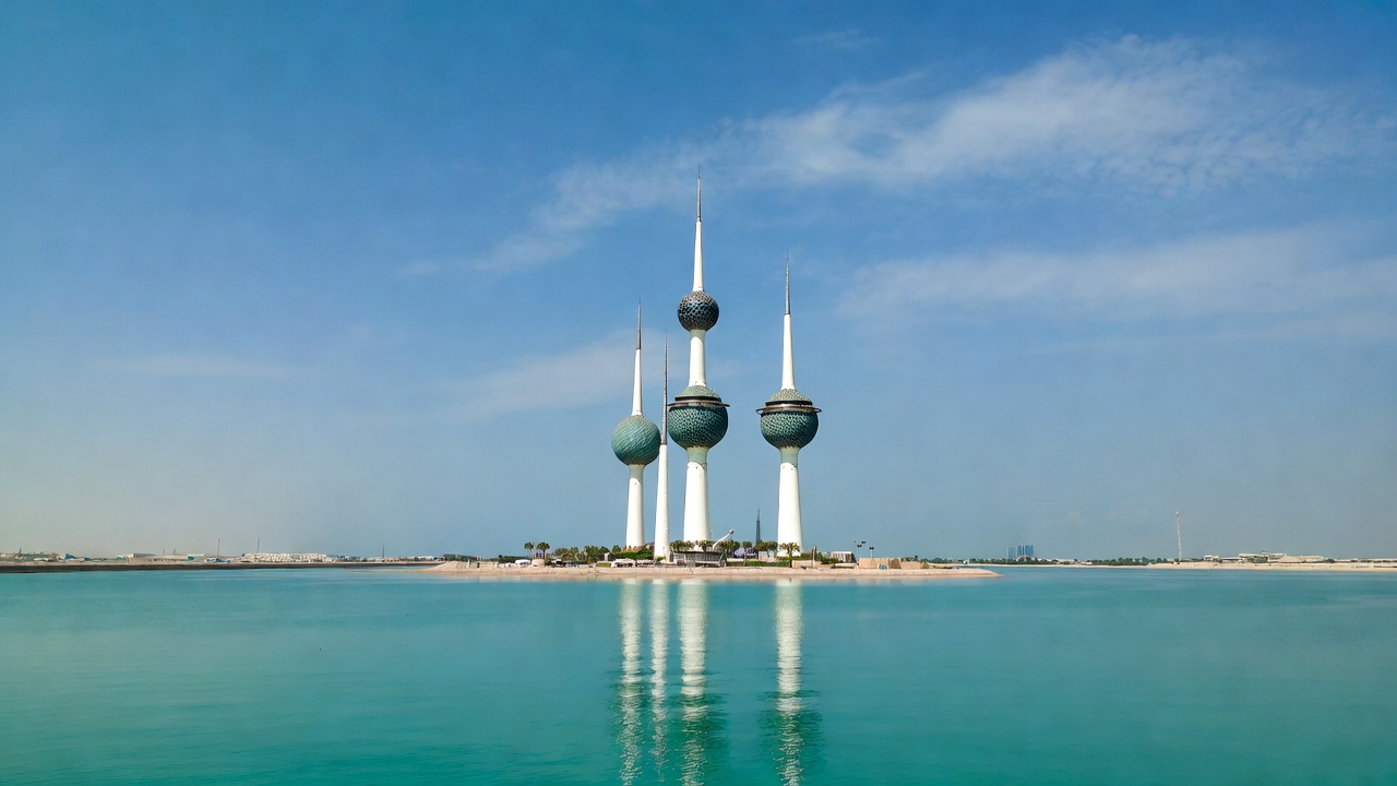 Kuwait Towers on island in sea Kuwait Towers on island in sea