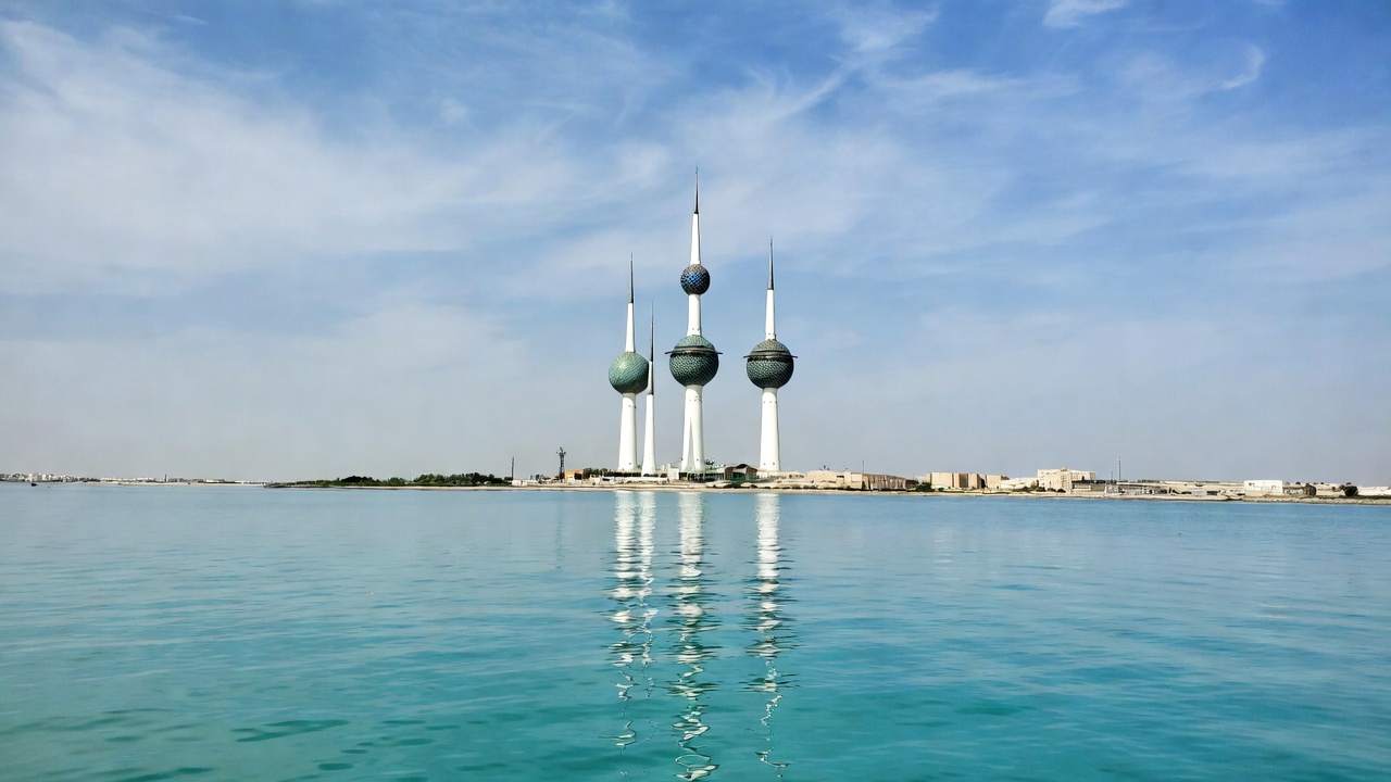 Kuwait Towers over turquoise water Kuwait Towers over turquoise water