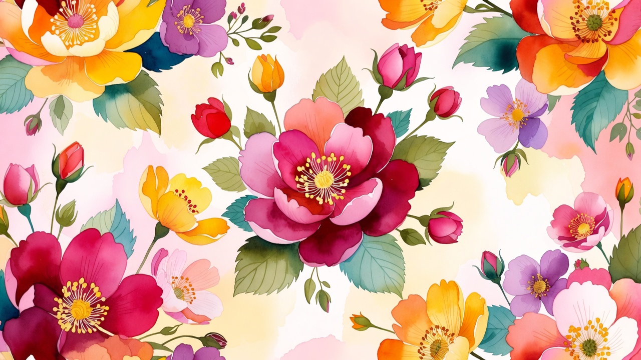 Vibrant Watercolor Flowers Illustration Vibrant Watercolor Flowers Illustration