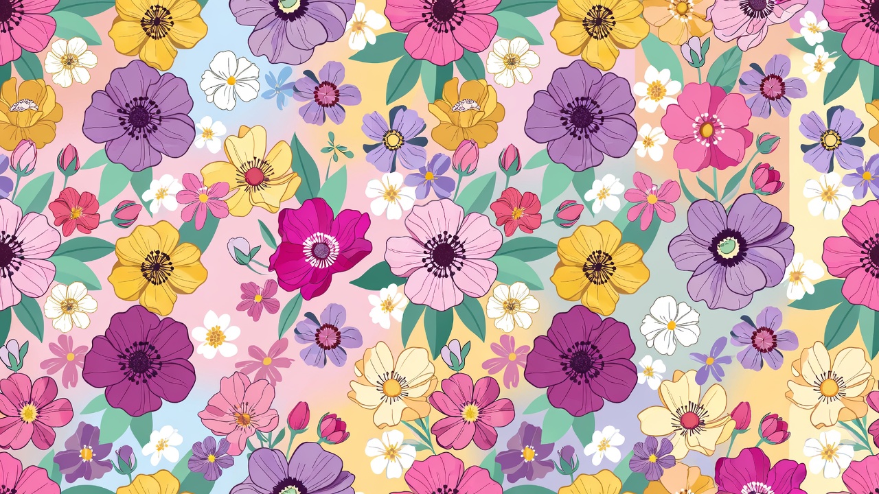 Colorful Daisy Flowers Pattern Illustration Colorful Daisy Flowers Pattern Illustration