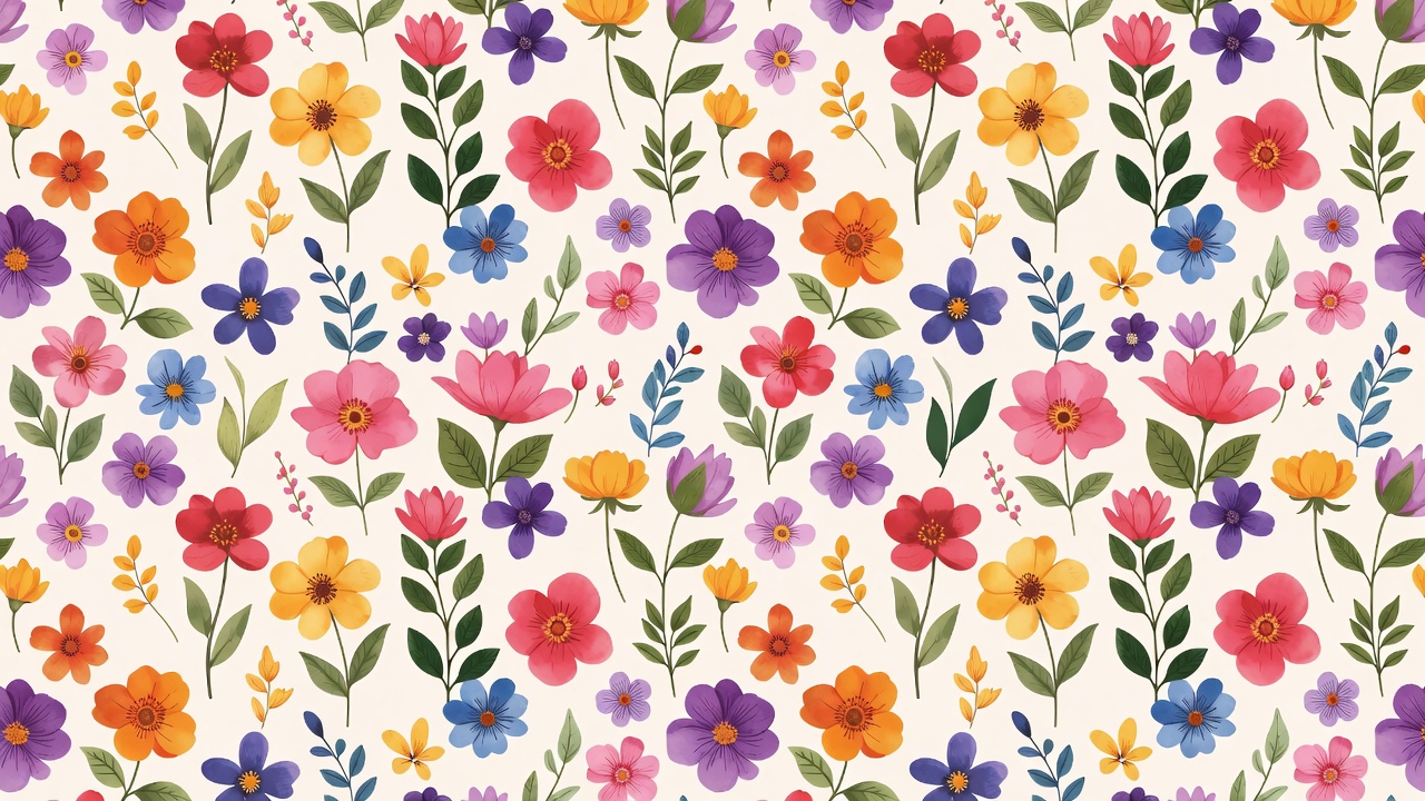 Colorful Wildflowers Seamless Pattern Illustration Colorful Wildflowers Seamless Pattern Illustration