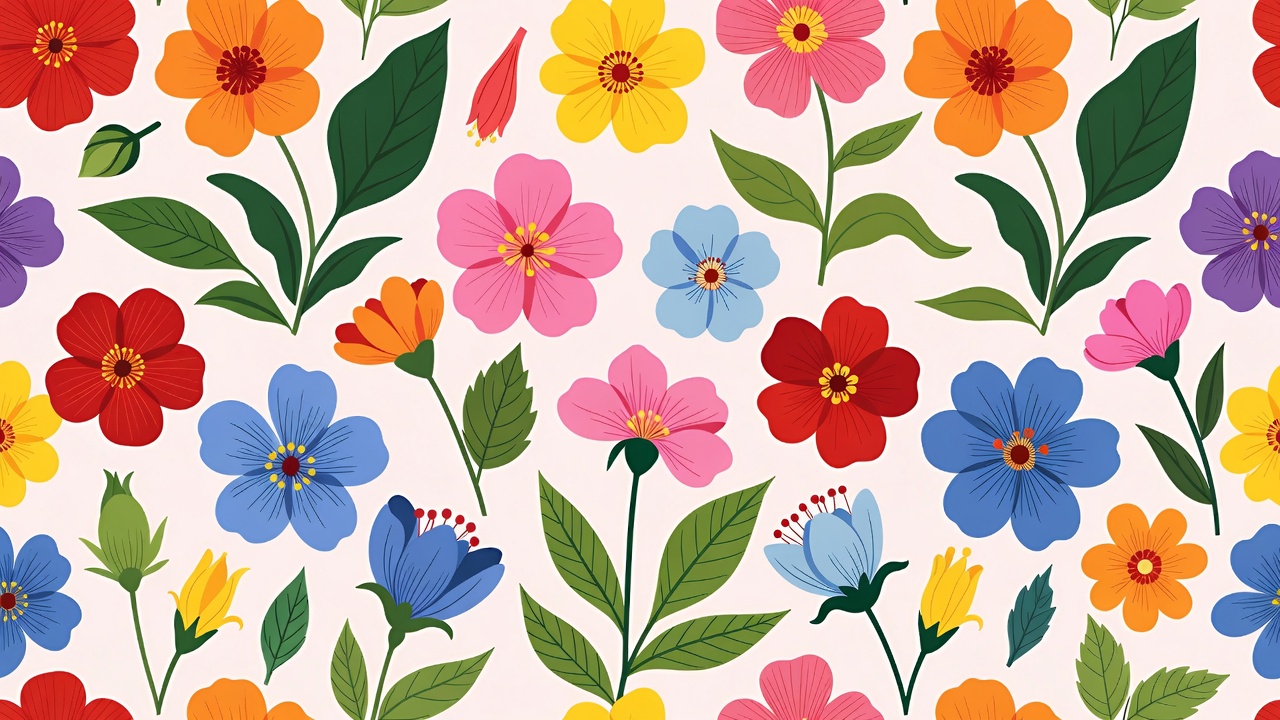 Colorful Flowers Illustration Pattern Colorful Flowers Illustration Pattern