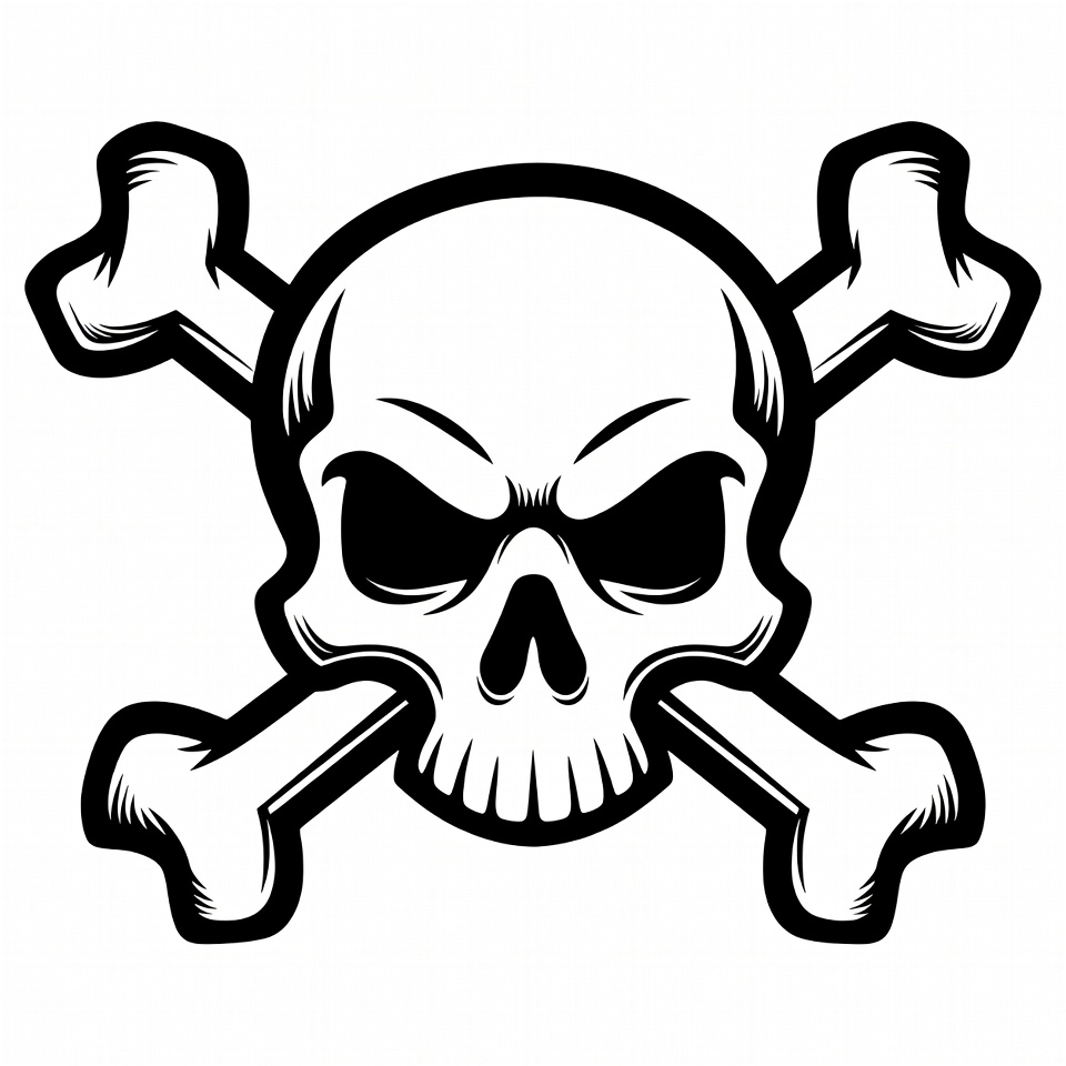 Black Skull and Crossbones Illustration Black Skull and Crossbones Illustration