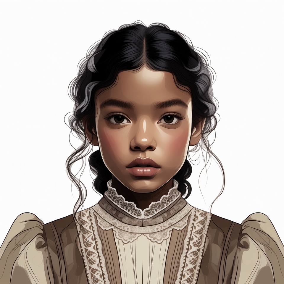 Young African-American girl in Victorian dress Young African-American girl in Victorian dress
