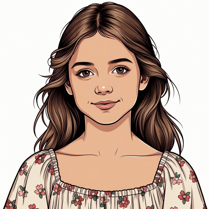 Smiling girl with brown hair Smiling girl with brown hair