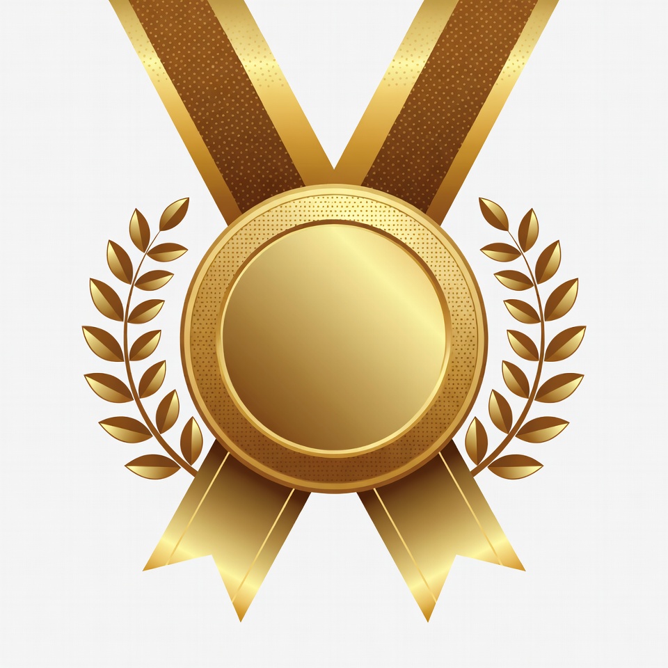 Gold Medal with Ribbon and Laurels Gold Medal with Ribbon and Laurels