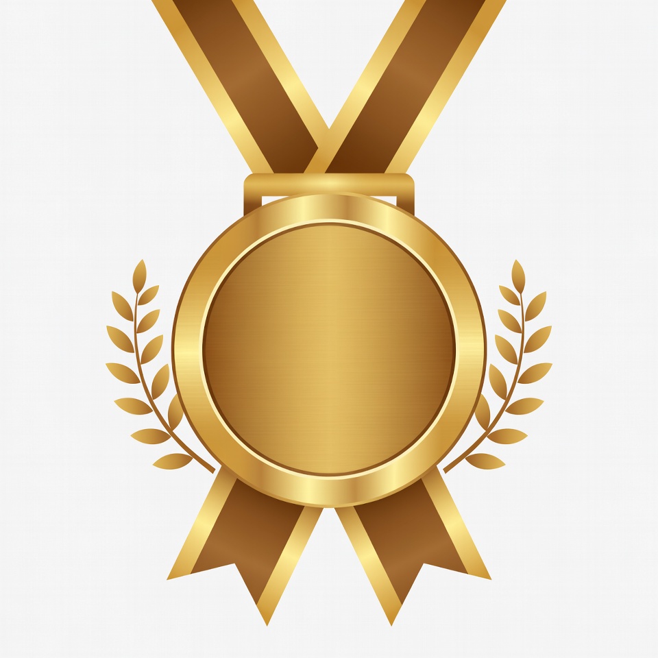 Gold Medal with Ribbon and Laurels Gold Medal with Ribbon and Laurels