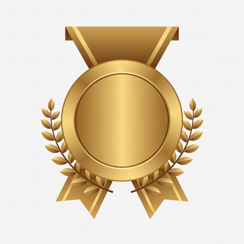 Gold Medal with Ribbon and Laurels Gold Medal with Ribbon and Laurels