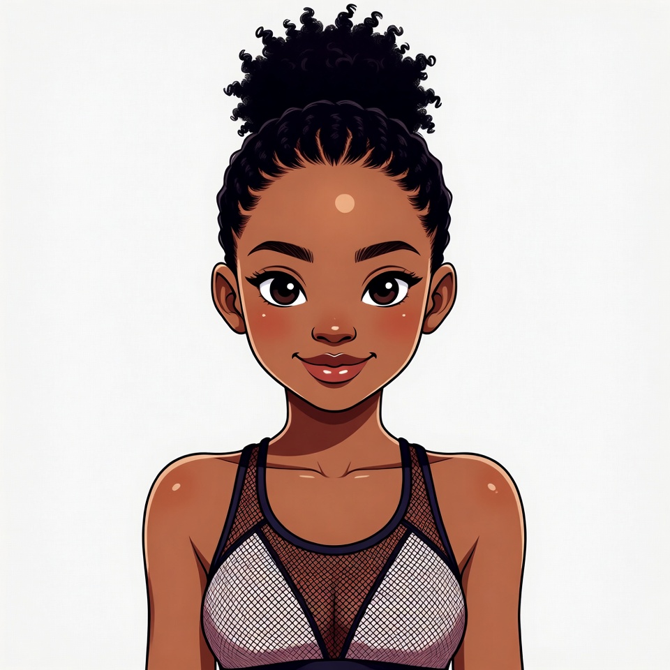 African-American woman with curly hair African-American woman with curly hair