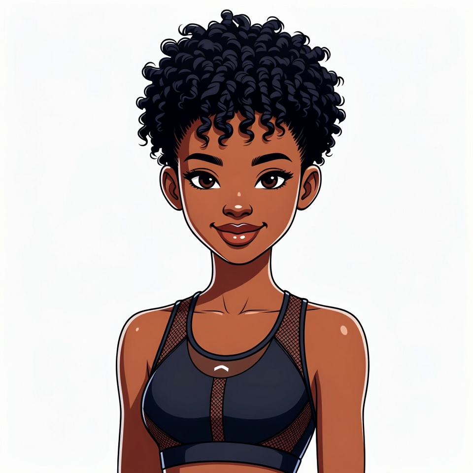 African-American woman in sports bra African-American woman in sports bra