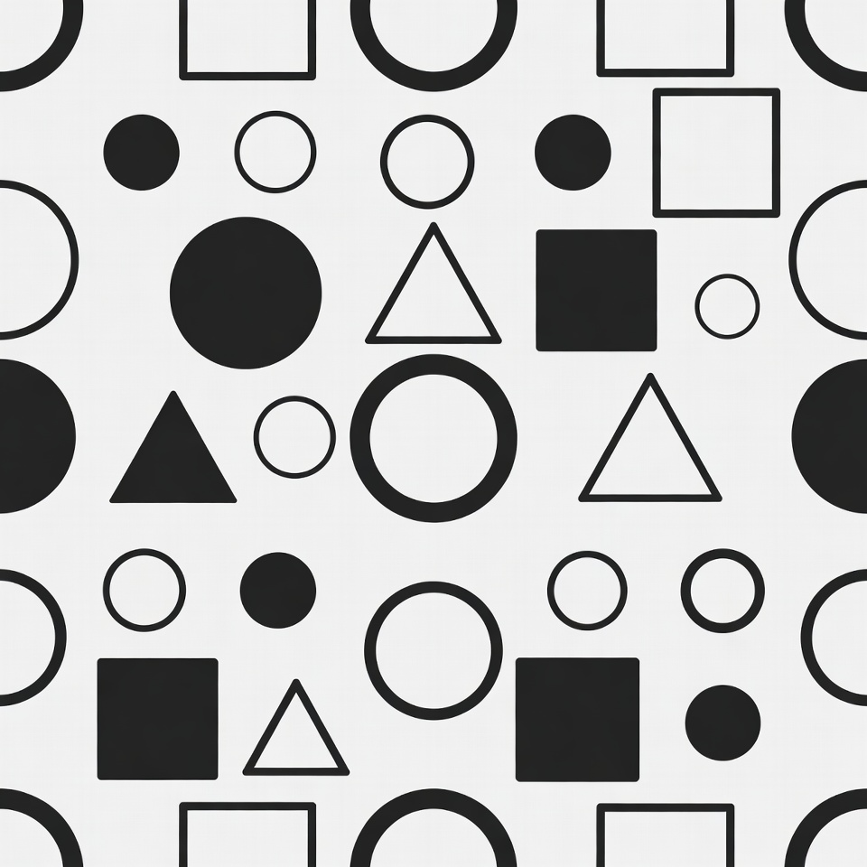 Black and White Geometric Shapes Pattern Black and White Geometric Shapes Pattern