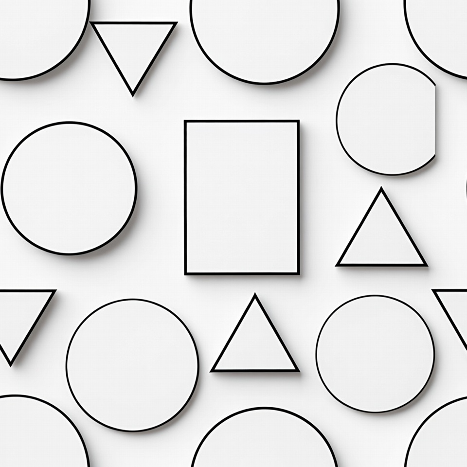 White Geometric Shapes on White Background White Geometric Shapes on White Background