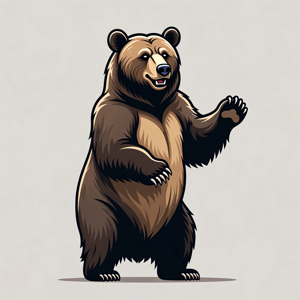 Cartoon Grizzly Bear Waving Cartoon Grizzly Bear Waving