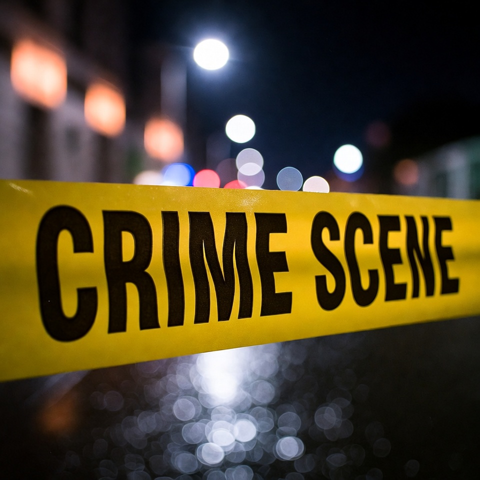 Yellow Crime Scene Tape at Night Yellow Crime Scene Tape at Night