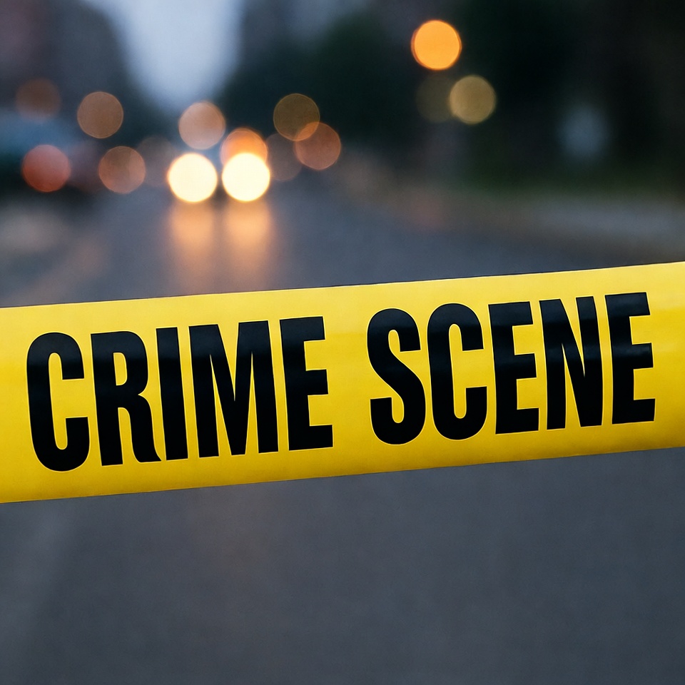 Yellow Crime Scene Tape at Night Yellow Crime Scene Tape at Night