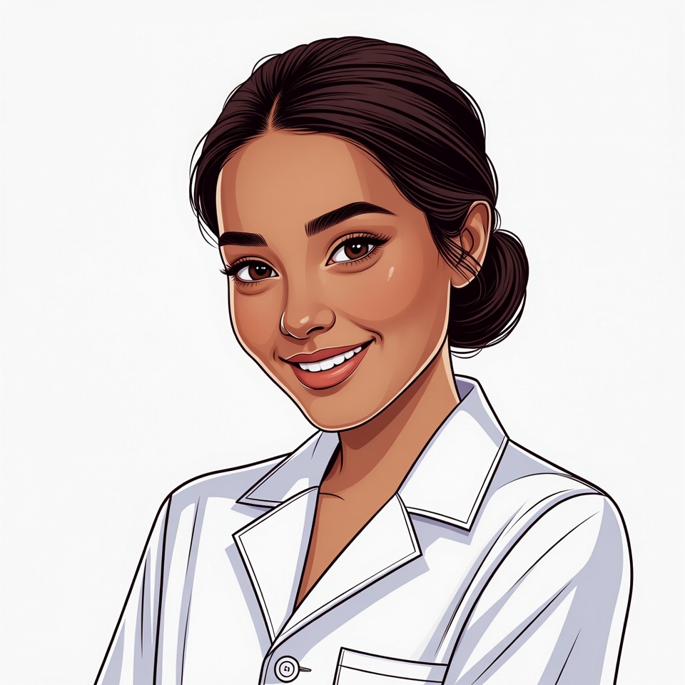 Smiling Asian woman in white coat Smiling Asian woman in white coat