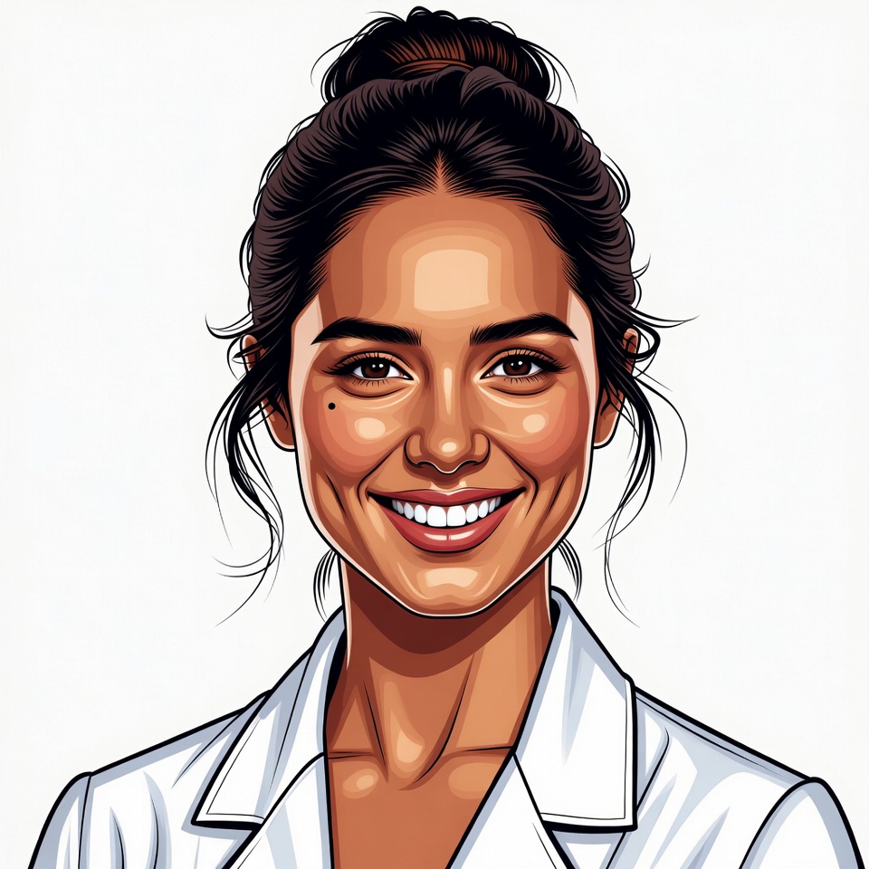 Smiling woman in white collar Smiling woman in white collar