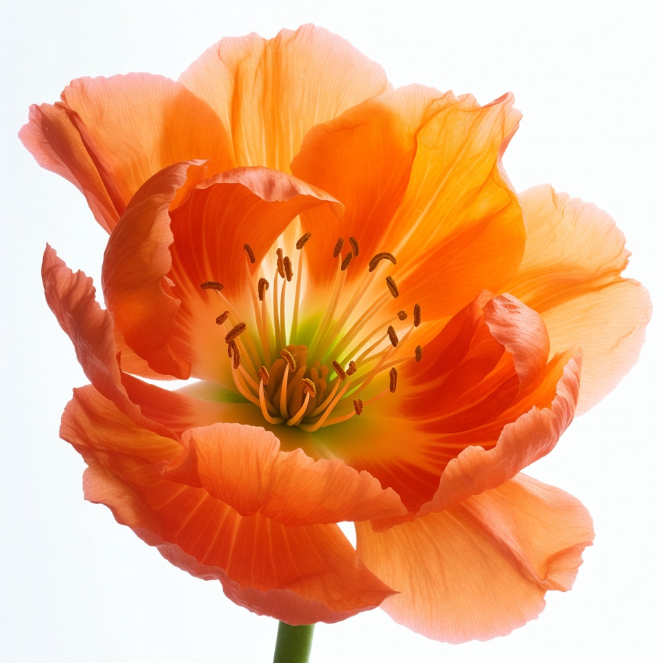 Orange Poppy Flower on White Background Orange Poppy Flower on White Background