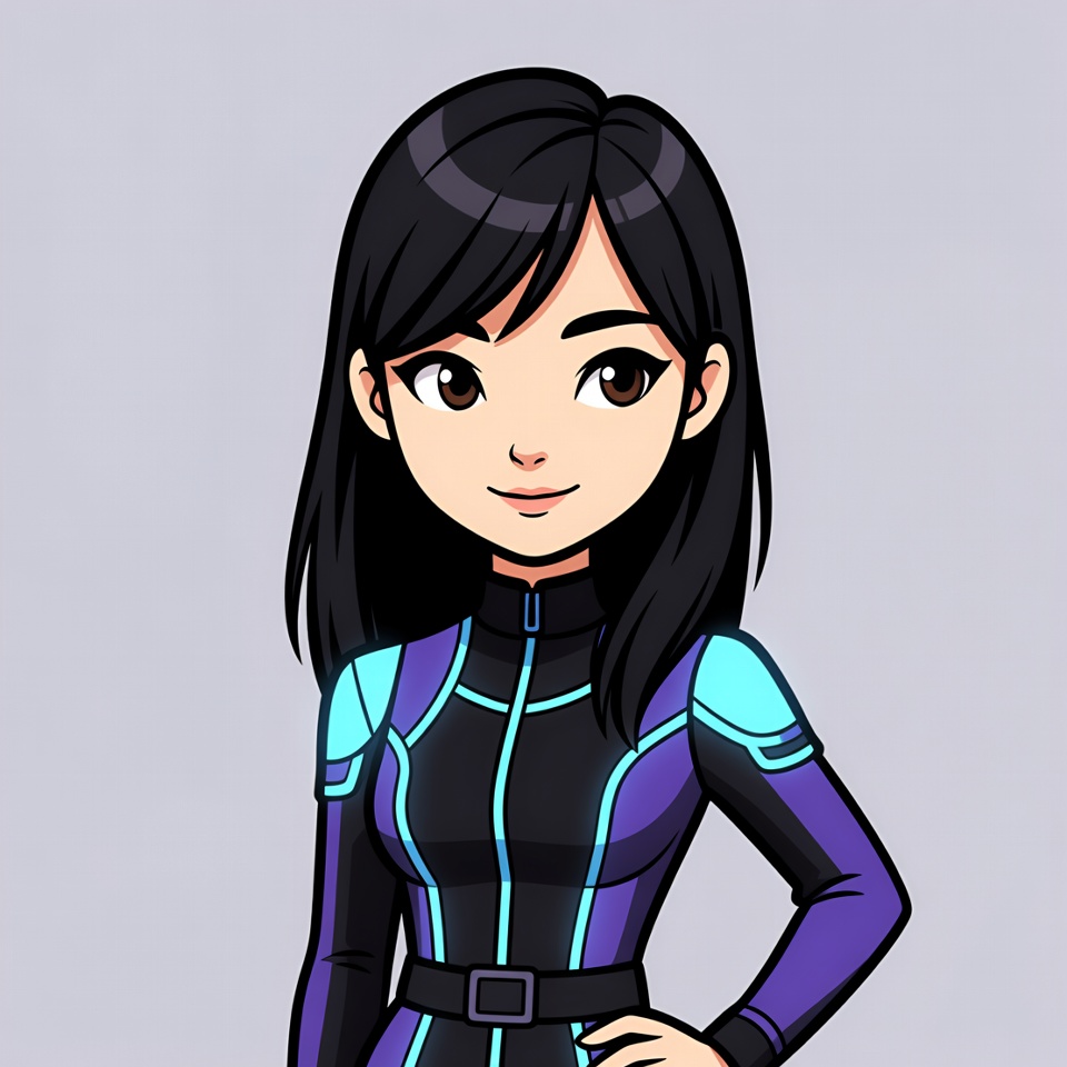 Anime girl in black jumpsuit Anime girl in black jumpsuit