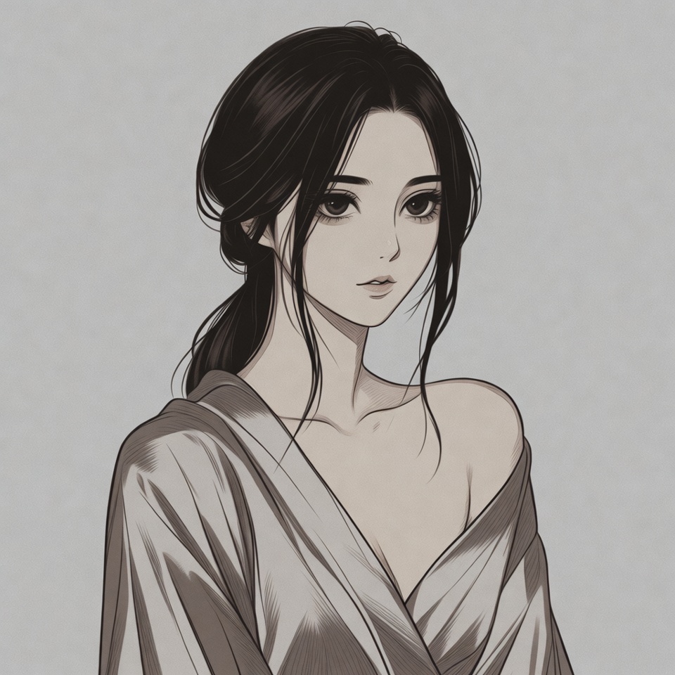 Asian woman in silk robe Asian woman in silk robe