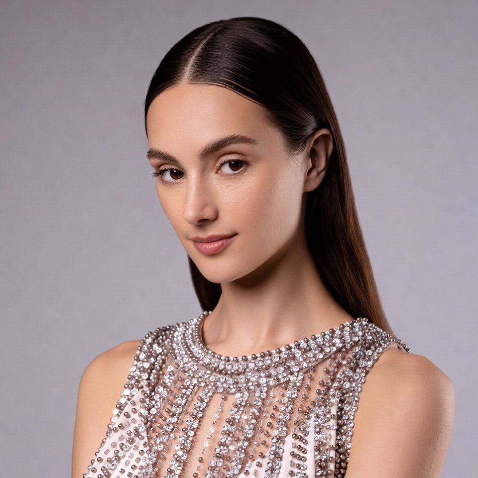 Woman in beaded dress portrait Woman in beaded dress portrait