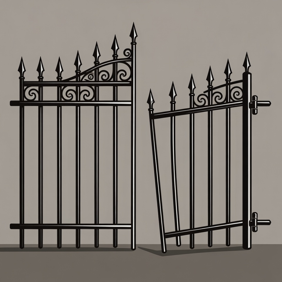 Open Wrought Iron Gate Illustration Open Wrought Iron Gate Illustration