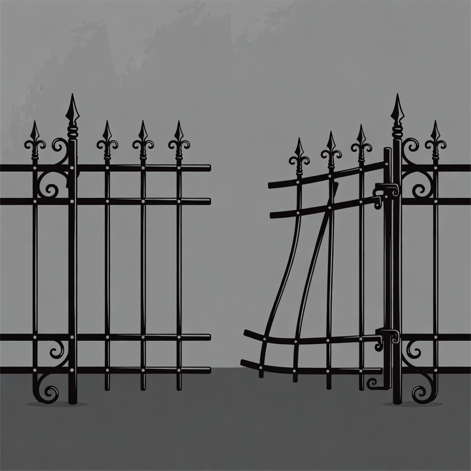 Open Black Wrought Iron Gate Open Black Wrought Iron Gate