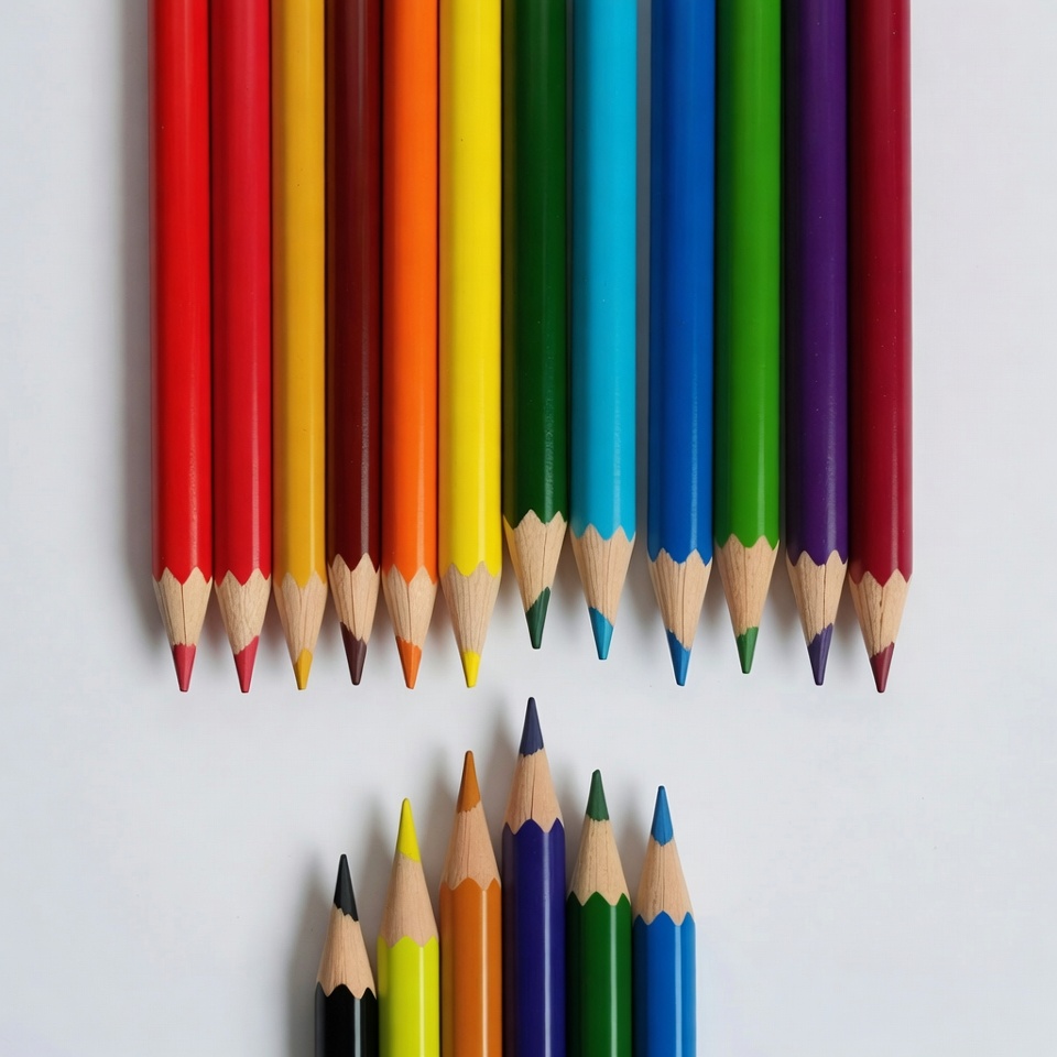 Colorful Crayons Arranged on White Background Colorful Crayons Arranged on White Background