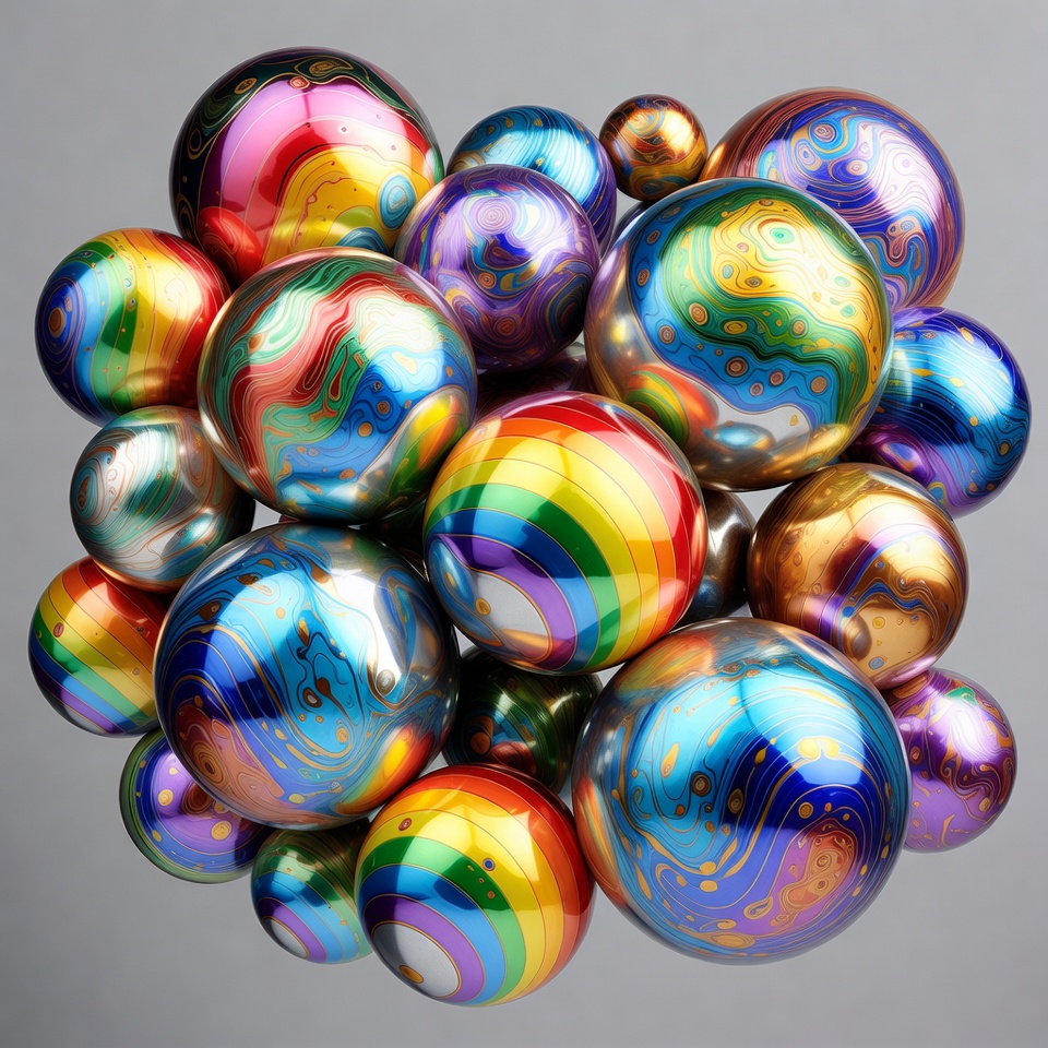 Colorful Iridescent Marbles Cluster Colorful Iridescent Marbles Cluster