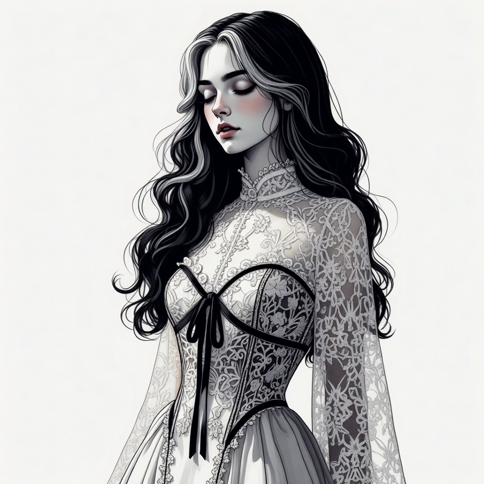 Woman in lace Victorian dress Woman in lace Victorian dress