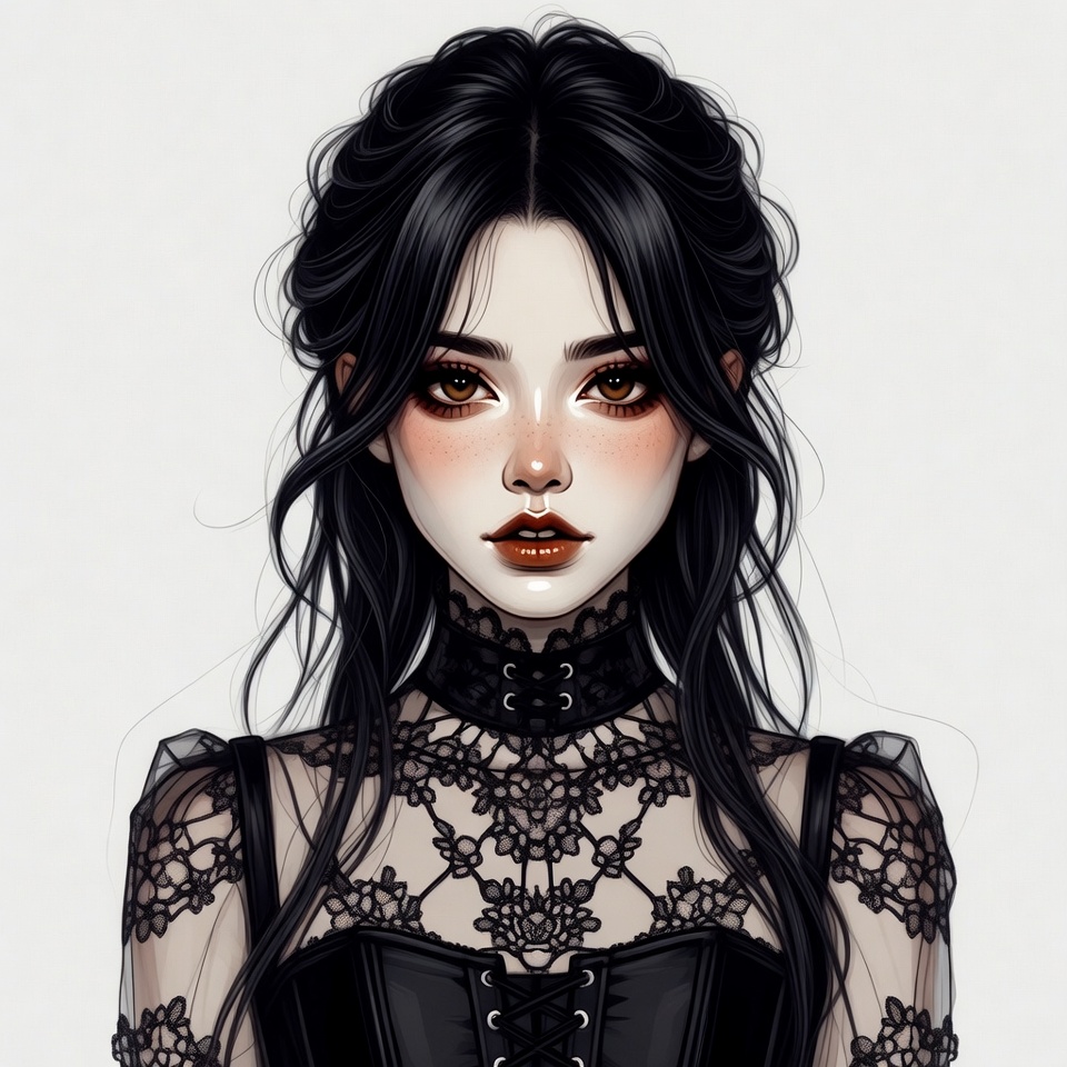 Woman in black lace gothic dress Woman in black lace gothic dress