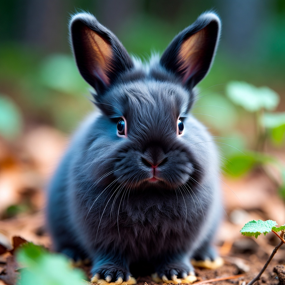 Cute blue bunny in forest Cute blue bunny in forest