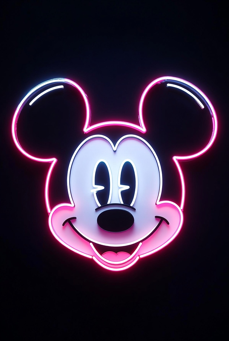 Pink Neon Mickey Mouse Head Pink Neon Mickey Mouse Head