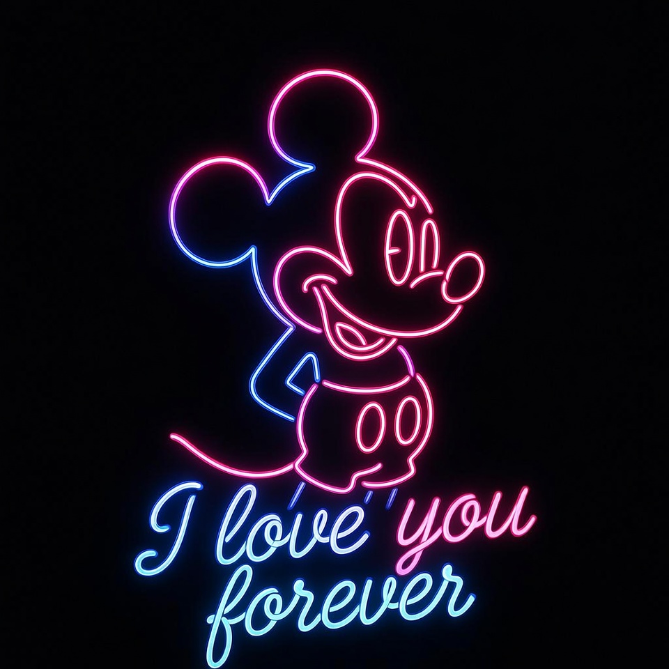 Neon Mickey Mouse I Love You Forever Neon Mickey Mouse I Love You Forever