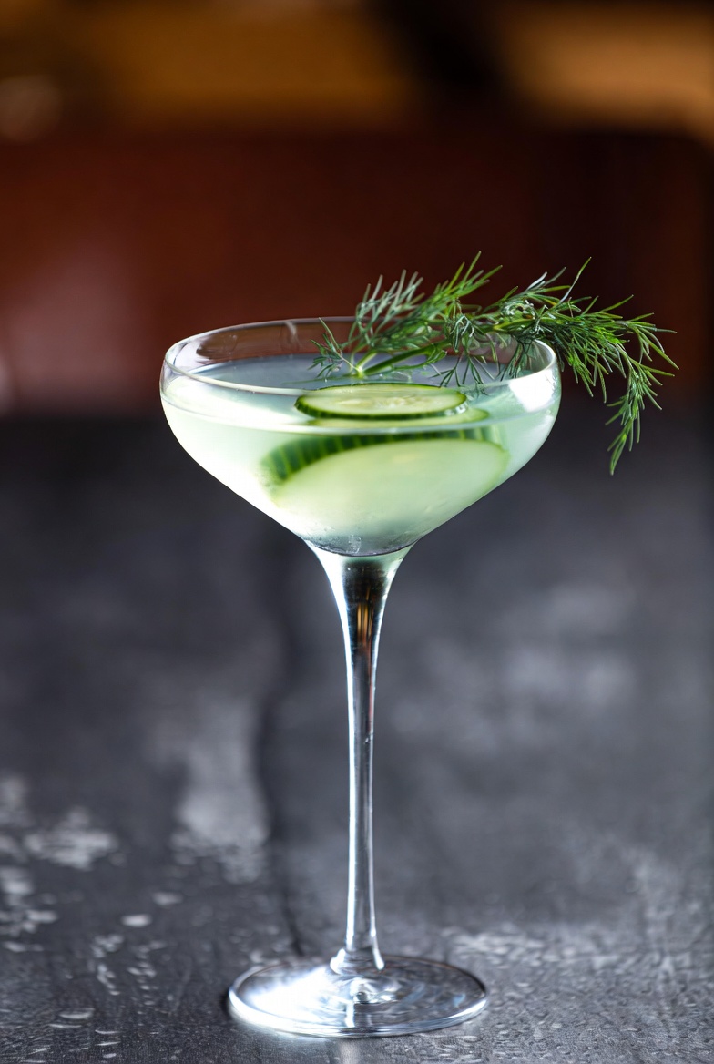 Cucumber Martini with Dill Garnish Cucumber Martini with Dill Garnish
