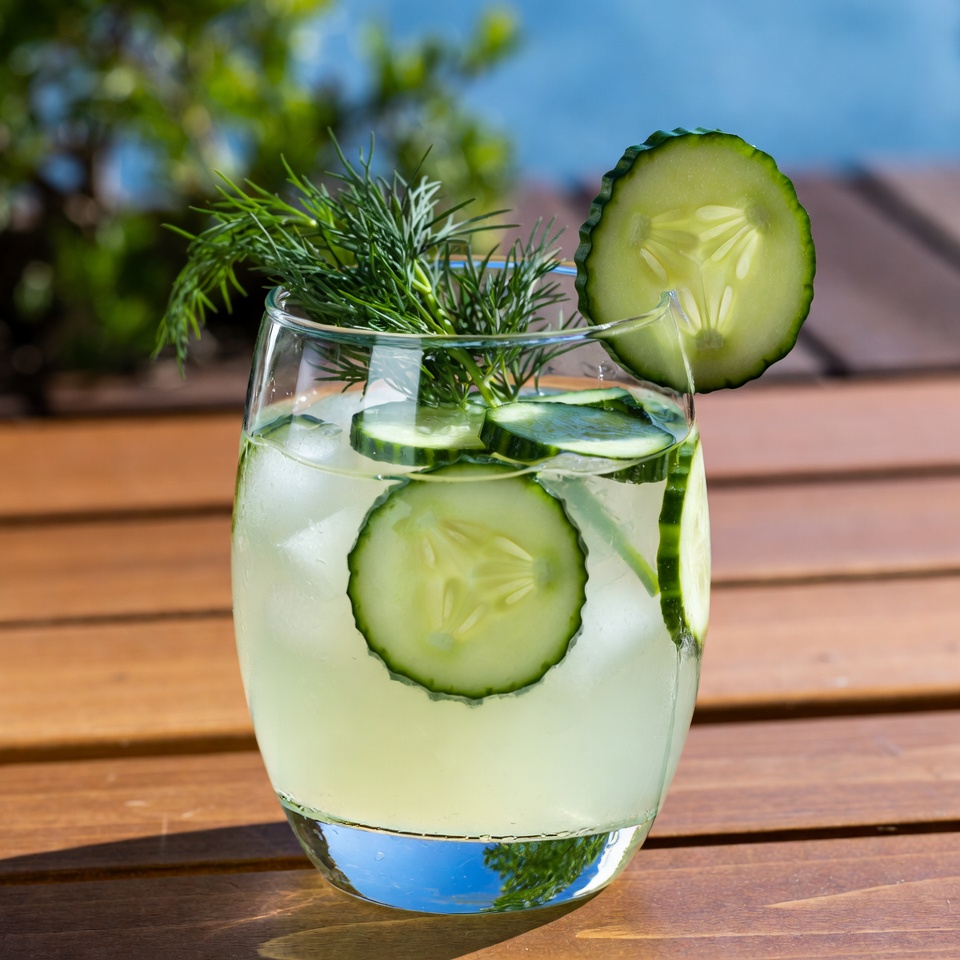 Cucumber Gimlet Cocktail with Fresh Garnishes Cucumber Gimlet Cocktail with Fresh Garnishes