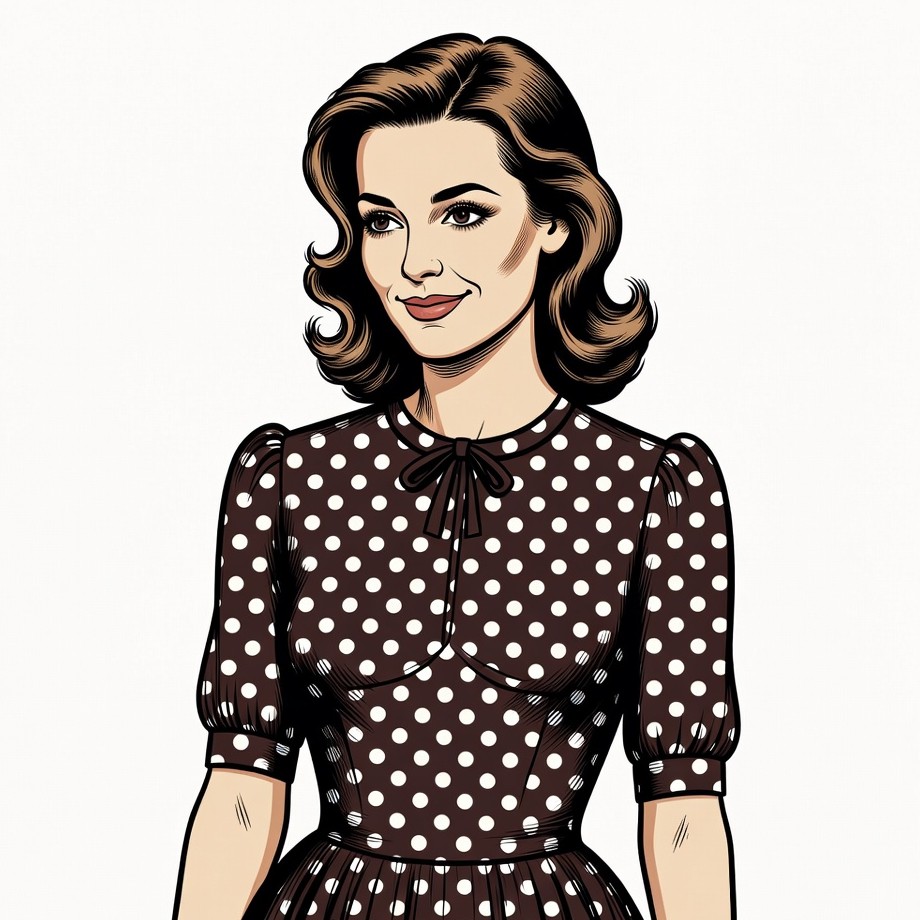 Woman in polka dot dress illustration Woman in polka dot dress illustration