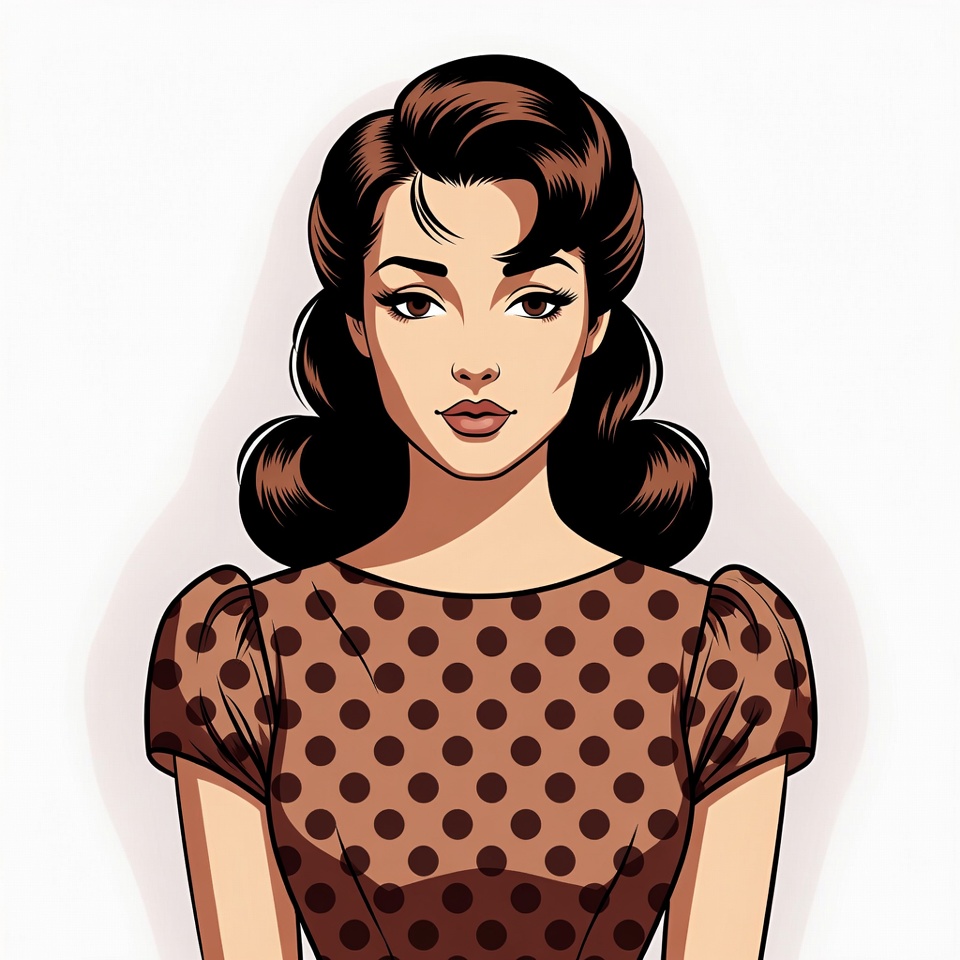 Vintage woman in polka dot dress Vintage woman in polka dot dress