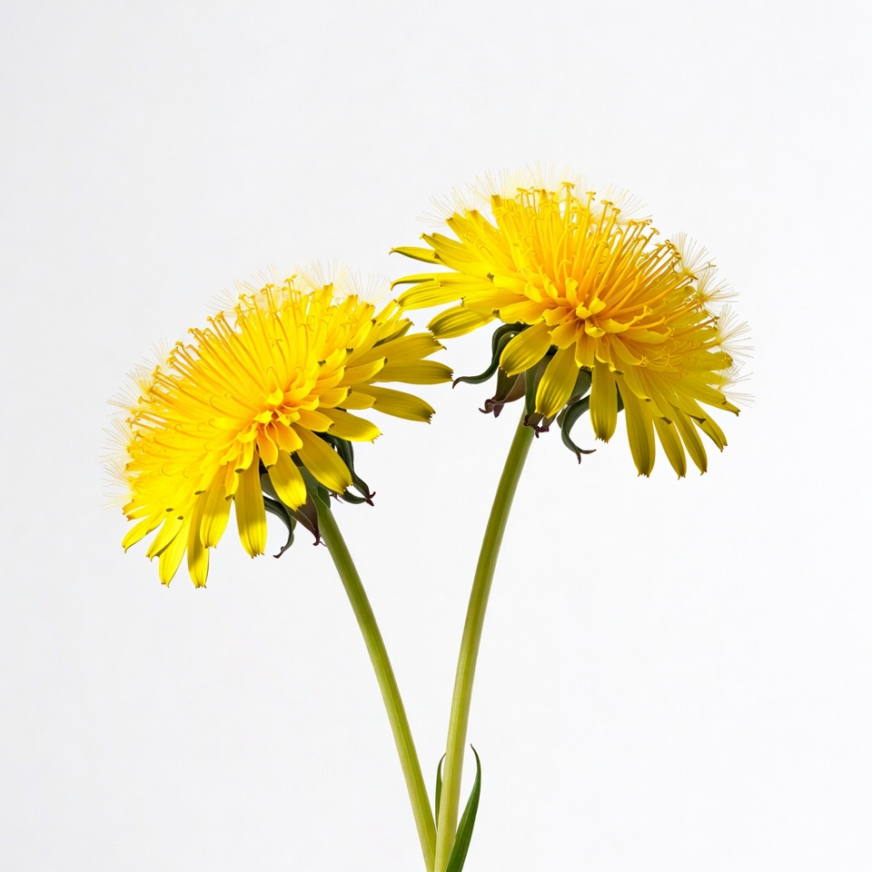 Two yellow dandelions on white Two yellow dandelions on white
