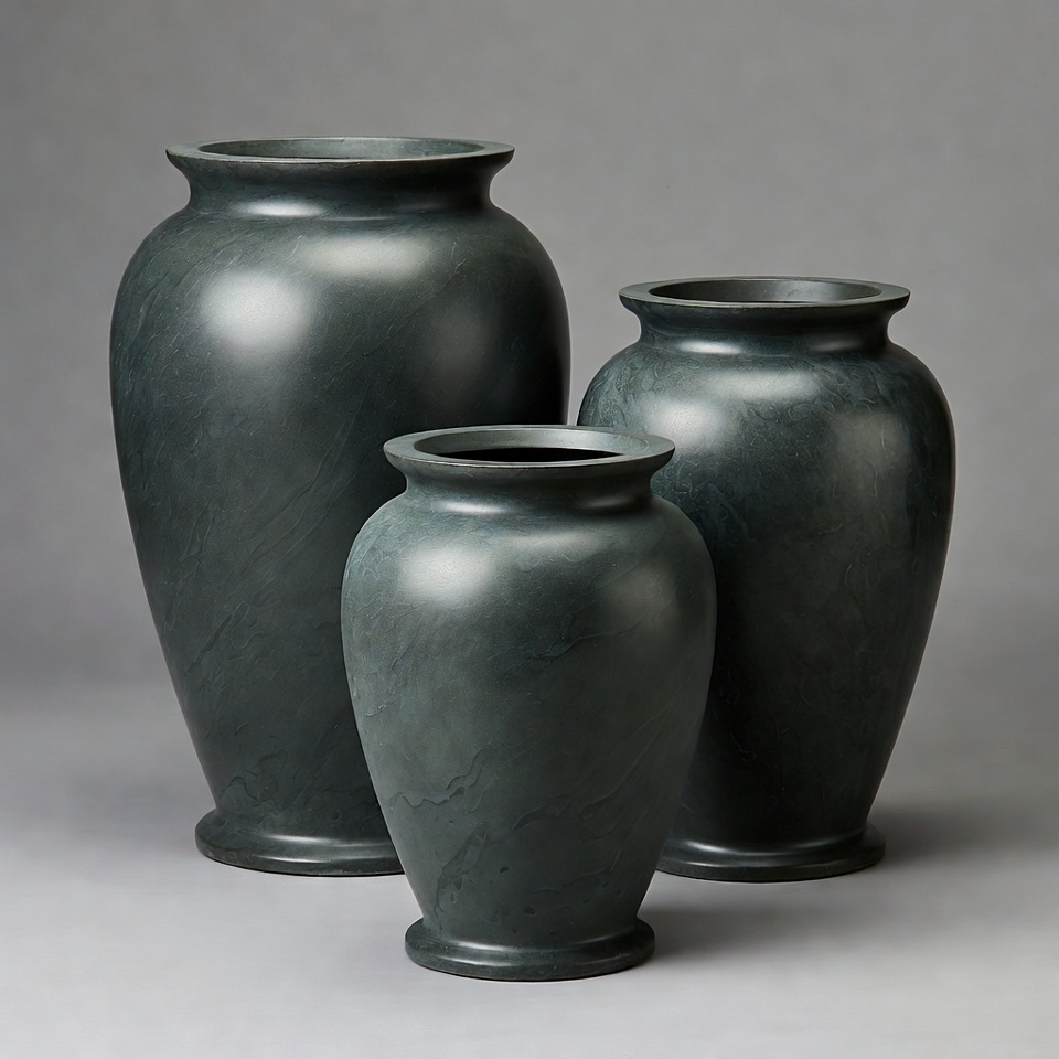 Three Gray Ceramic Vases Three Gray Ceramic Vases
