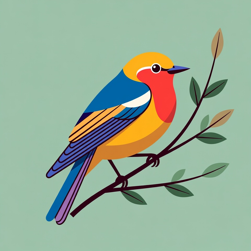 Colorful bird perched on branch Colorful bird perched on branch