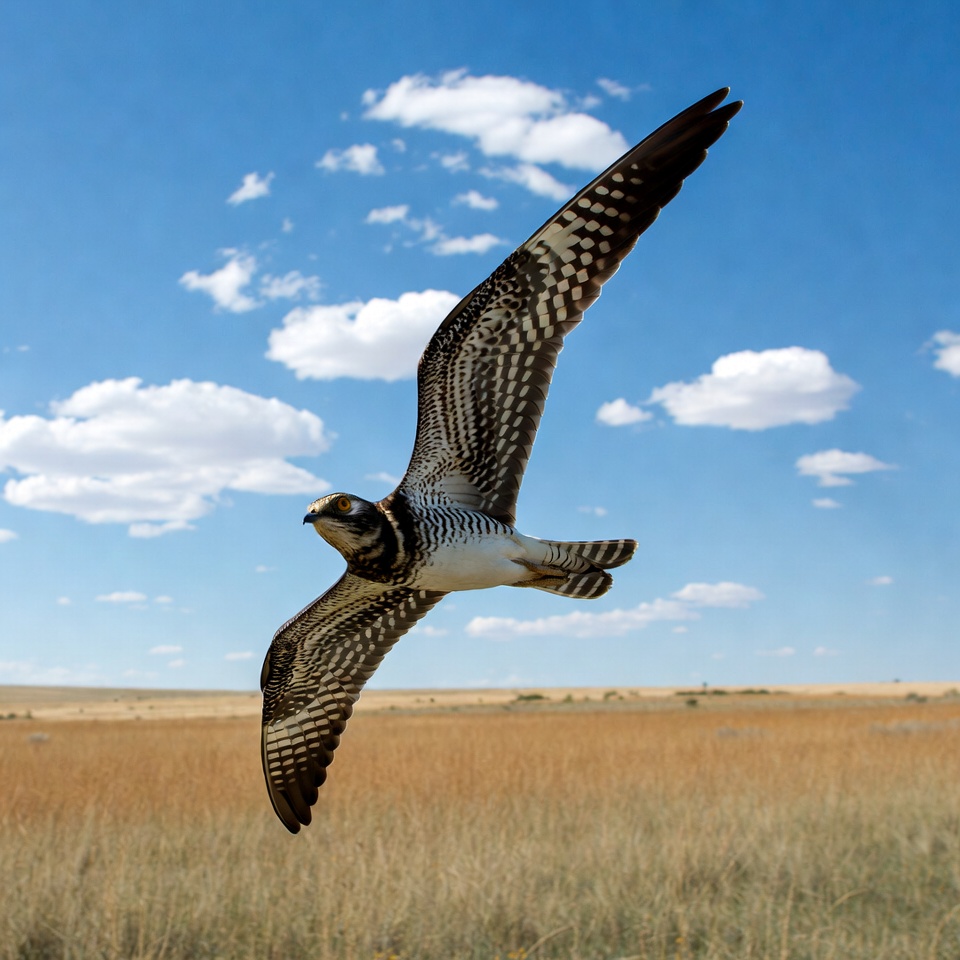 Crested Caracara Flying over Grassland Crested Caracara Flying over Grassland