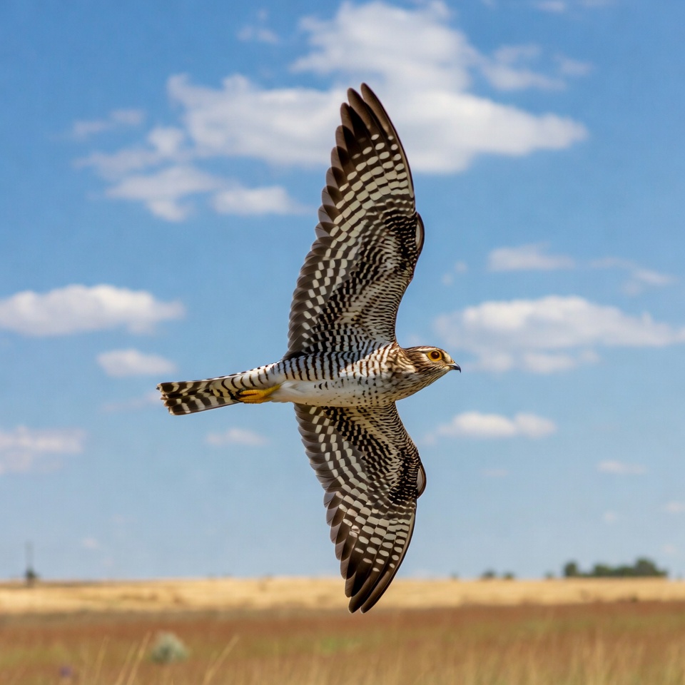 Falcon flying over golden grass field Falcon flying over golden grass field