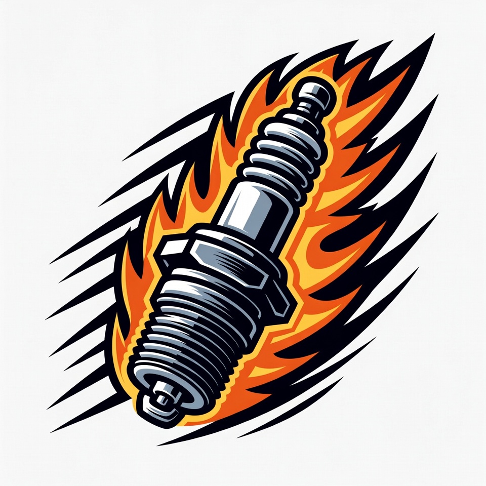 Spark Plug with Flames Spark Plug with Flames