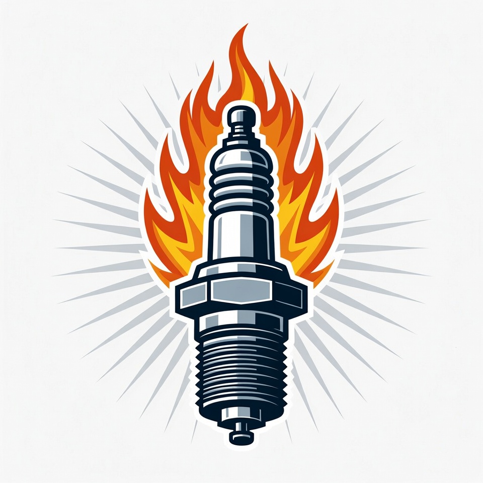 Flaming Spark Plug Illustration Flaming Spark Plug Illustration