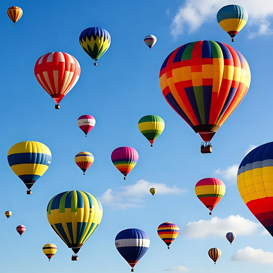 Colorful hot air balloons in blue sky Colorful hot air balloons in blue sky